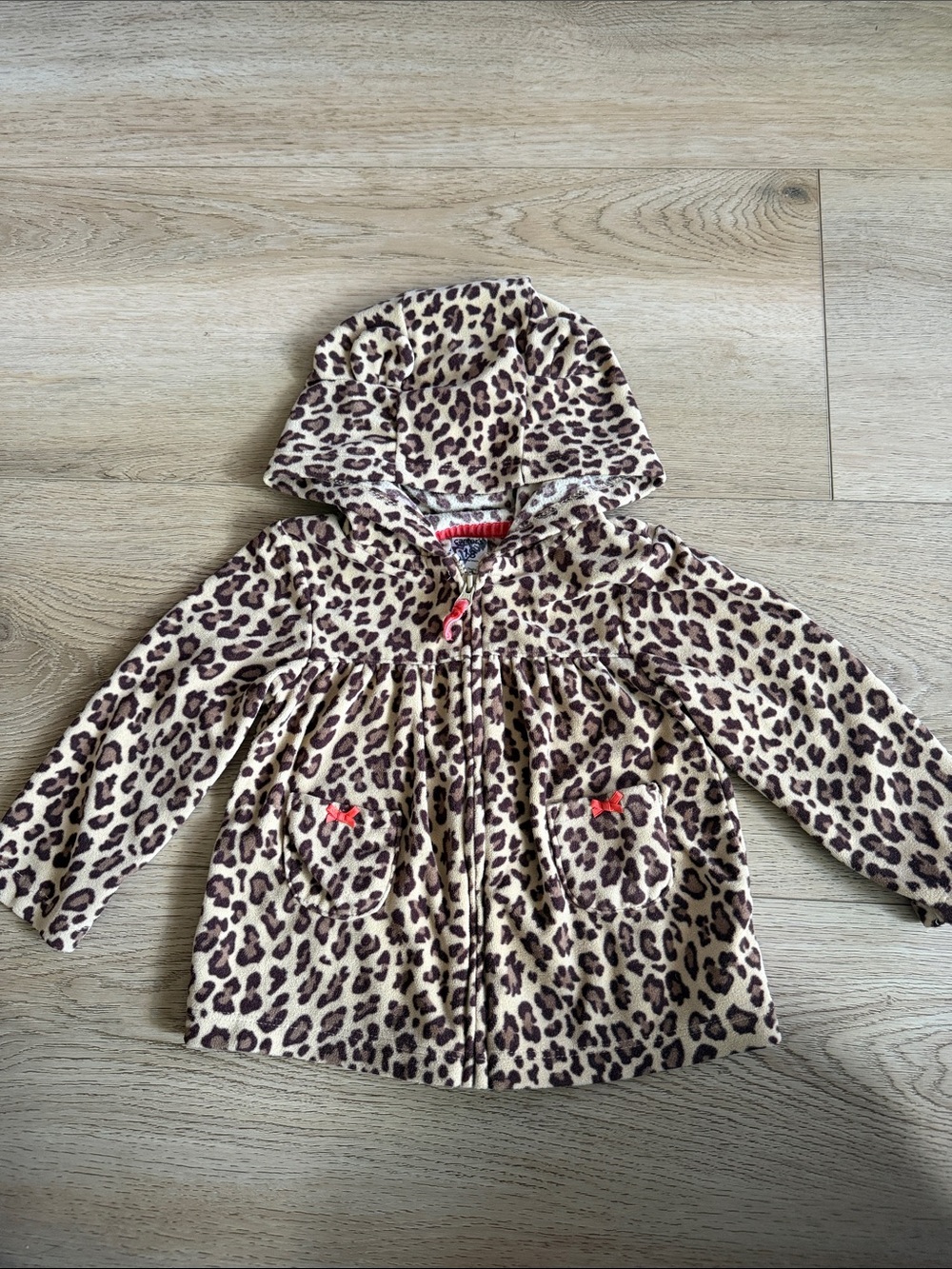 Carter’s Girls' Leopard Print Hooded Jacket with Ears - size 18 months